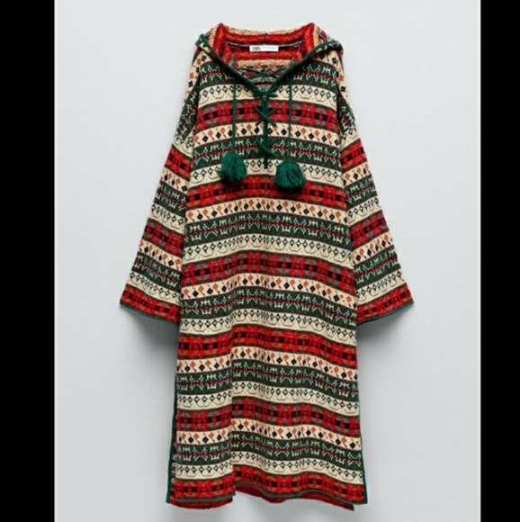Zara knit jacquard poncho - Picture 2 of 8